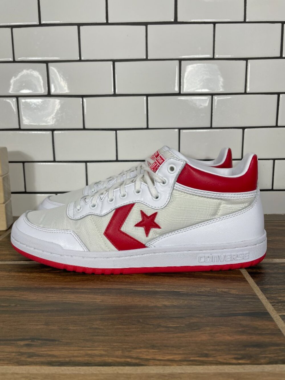 Converse Fastbreak 83 Mid Shoes Womens Size 10 White Casino Red Athletic Sneaker